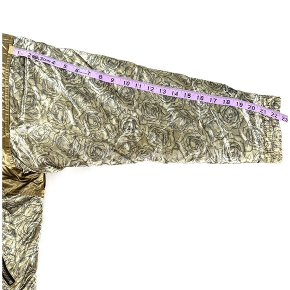 Vintage Edelweiss Skiwear Metallic Gold Paisley Ski Jacket M 80s 90s Retro Puffe - Picture 14 of 15